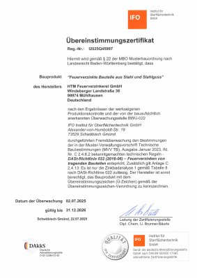 Verzinkung Übereinstimmungszertifikat DASt-022_2026